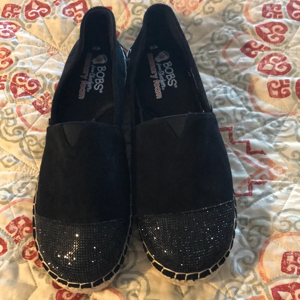 Bobs 10w suede loafer with sparkle toes